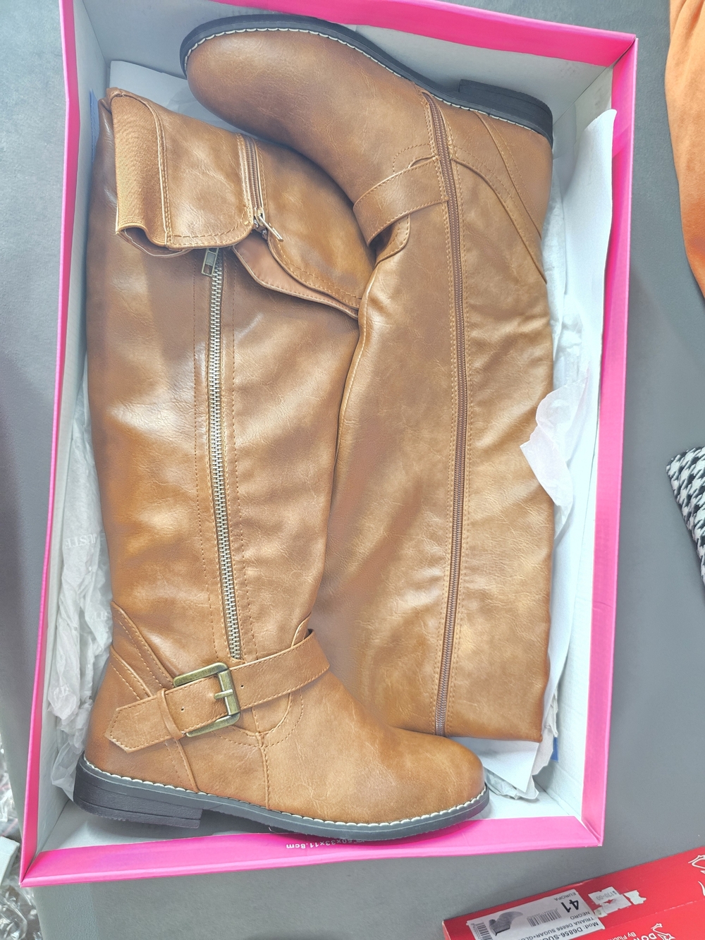 JustFab Over-the-Knee Boots in Cognac Brown